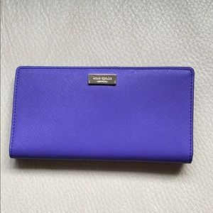 kate spade Purple Saffiano Leather Continental Wallet with Gold Tone Plaque